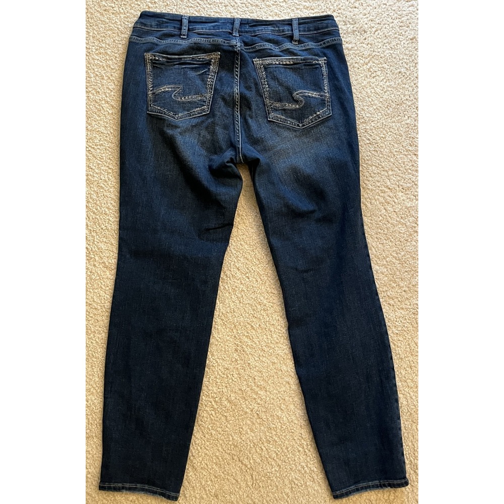 Silver Jeans Suki Straight Blue Denim Jeans Womens 16W x 31 Plus W93413EKC343